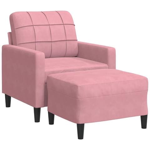Poltrona Con Poggiapiedi Rosa 60 Cm Velluto - Foto 2