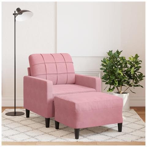 Poltrona Con Poggiapiedi Rosa 60 Cm Velluto - Foto 1