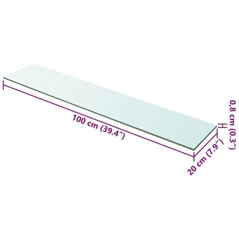 Mensola In Vetro Trasparente 100x20 Cm - Foto 3