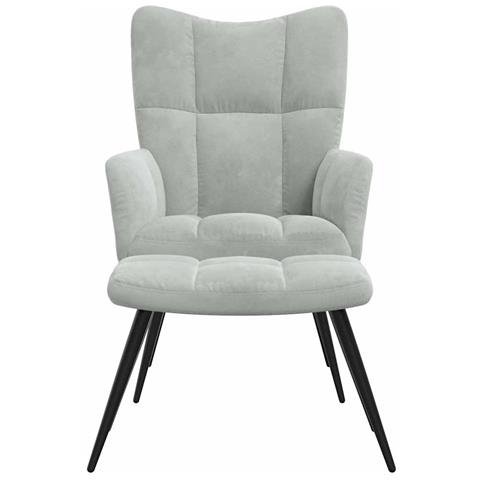 Lusso Casadino -  Poltrona Relax Con Poggiapiedi Grigio Chiaro In Velluto - Foto 2