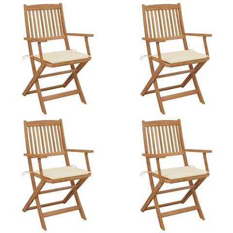 Lusso Casadino -  Sedie Da Giardino Pieghevoli 4 Pz Con Cuscini Massello Acacia - Foto 2