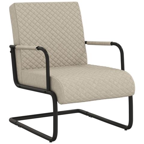 Sedia A Sbalzo Grigio Chiaro In Similpelle - Foto 2