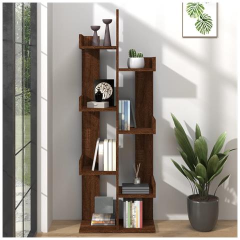 Lusso Casadino - Libreria 48x25,5x140 Cm Rovere Marrone In Legno Multistrato - Foto 8