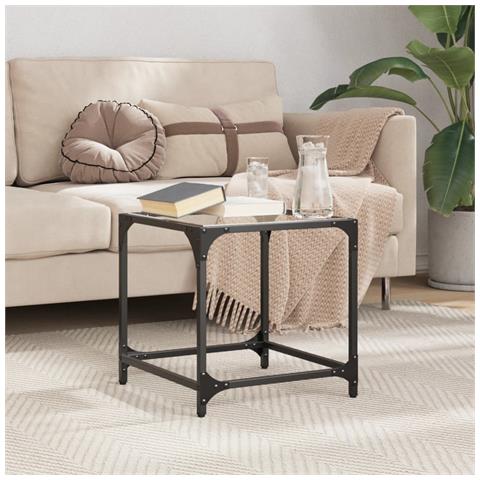 Lusso Casadino -  Tavolini Con Piano In Vetro Trasparente 2 Pz 40x40x40cm Acciaio - Foto 2