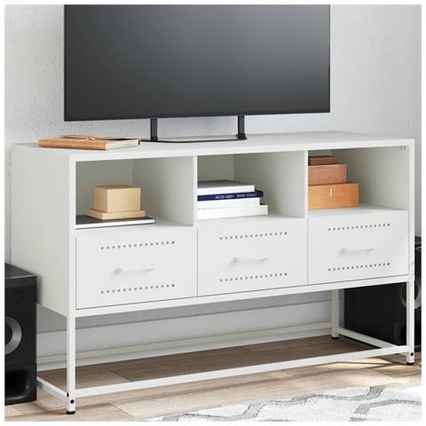 Lusso Casadino -  Mobile Tv Bianco 100,5x39x60,5 Cm In Acciaio - Foto 8