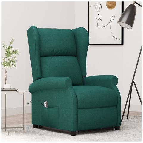 Poltrona Alzapersona Verde Scuro Tessuto - Foto 8