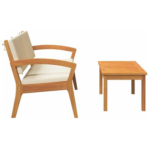 Set Bistro 2 Pezzi con Cuscini in Legno Massello di Acacia - Foto 9