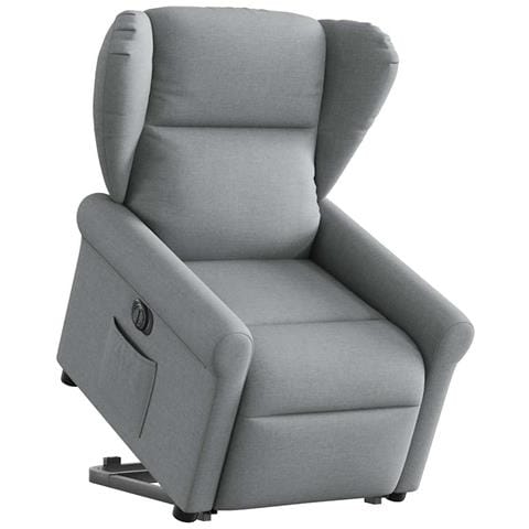 Poltrona Reclinante Alzapersona Elettrica Grigio Chiaro Tessuto - Foto 1