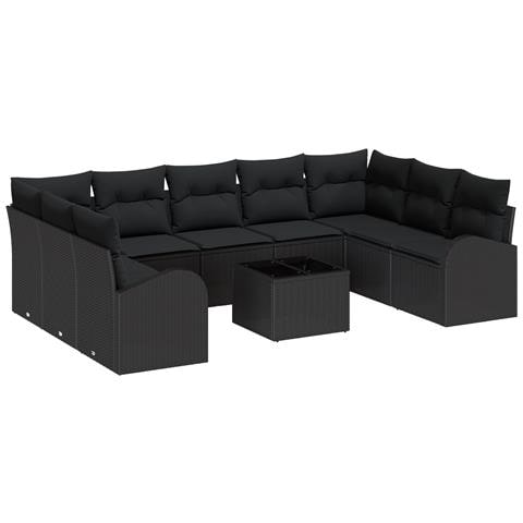 Set di Divani da Giardino da 10 pezzi con Cuscini Beige Polyrattan - Foto 1