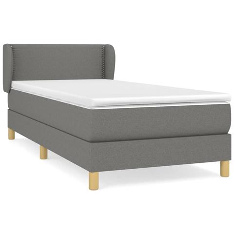 Giroletto a Molle con Materasso Grigio Scuro 80x200 cm Tessuto - Foto 1