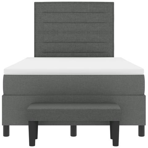 Letto a Molle con Materasso e Panca Grigio Scuro 120x190 cm Tessuto - Foto 9