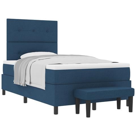 Letto con Box Spring e Materasso & Panchina Blu 120x200 cm Tessuto - Foto 1
