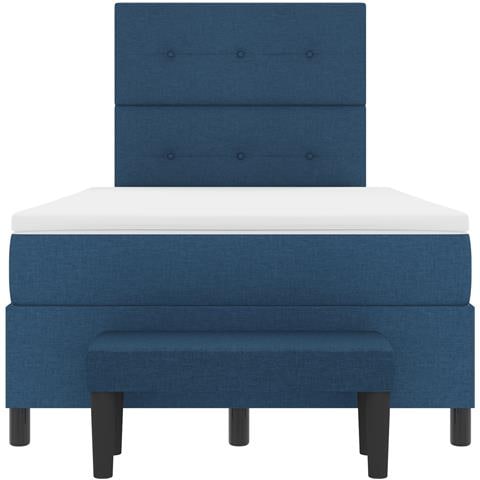 Letto con Box Spring e Materasso & Panchina Blu 120x200 cm Tessuto - Foto 9