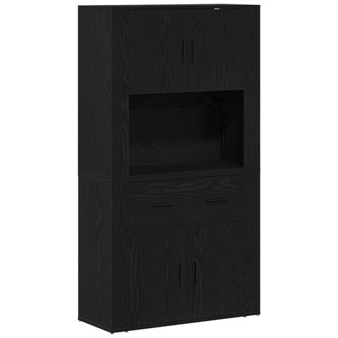 Highboard in rovere nero 80x33x150 cm Legno ingegnerizzato - Foto 1