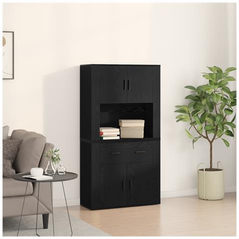 Highboard in rovere nero 80x33x150 cm Legno ingegnerizzato - Foto 2