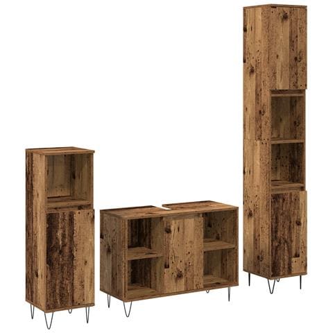 Set di Mobili per Bagno 3 Pezzi Legno Invecchiato Legno Ingegnerizzato - Foto 1