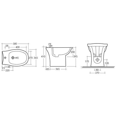 Sanitari A Pavimento Con Scarico A Pavimento Karla : Wc, Bidet, Copriwater Bianco - Foto 2