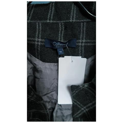 Cappotto Da Donna Corto Comodo Elegante A Quadri Blu Navy Taglia 42 - Foto 2