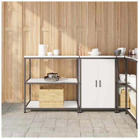 Set di Stoccaggio per Cucina 2 pcs Bianco 150 x 50 x 92 cm - Foto 2