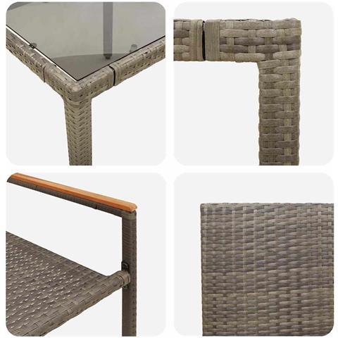 Set da Pranzo per Giardino 3 pcs Grigio e Marrone - Foto 9