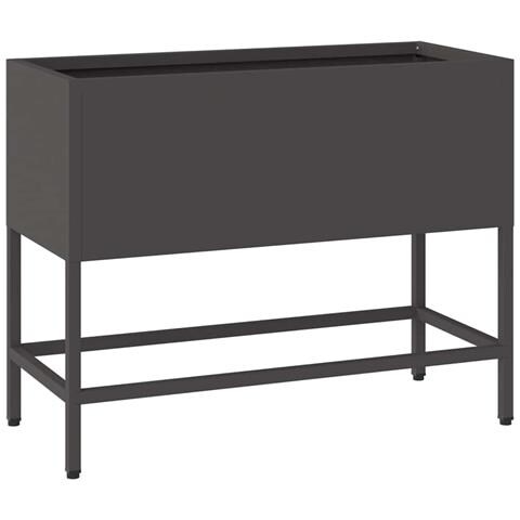 Vaso da Giardino Rialzato Nero 60 x 26 x 45 cm Acciaio - Foto 1