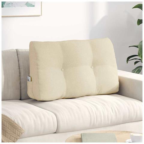 Cuscino per Schiena Crema 80 x 24 x 50 cm Tessuto - Foto 2
