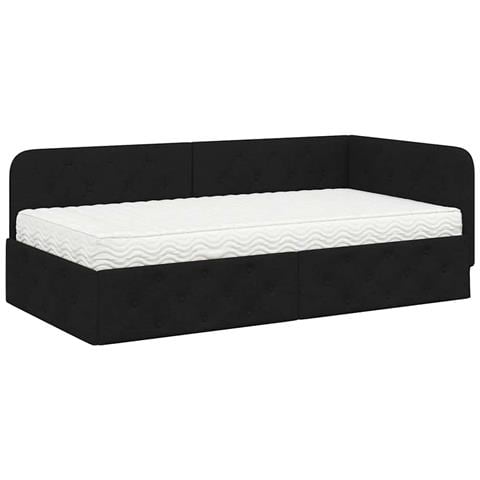 Cornice del letto ad angolo Nero 100 x 200 cm Tessuto - Foto 1