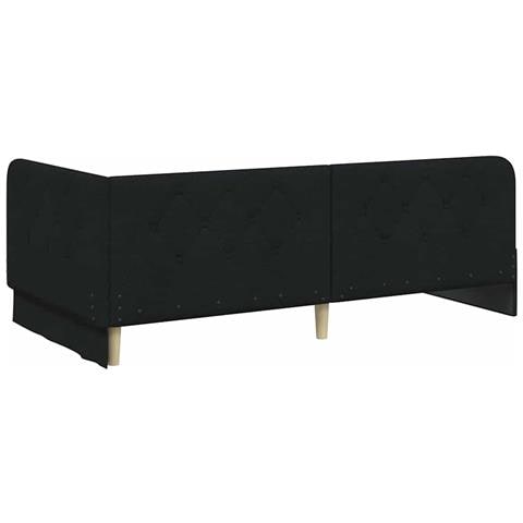 Cornice del letto ad angolo Nero 100 x 200 cm Tessuto - Foto 9