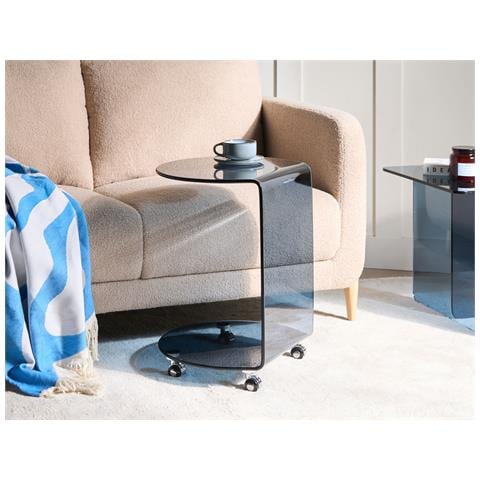 Tavolino Minto Vetro Temperato Blu Con Ruote - Foto 1