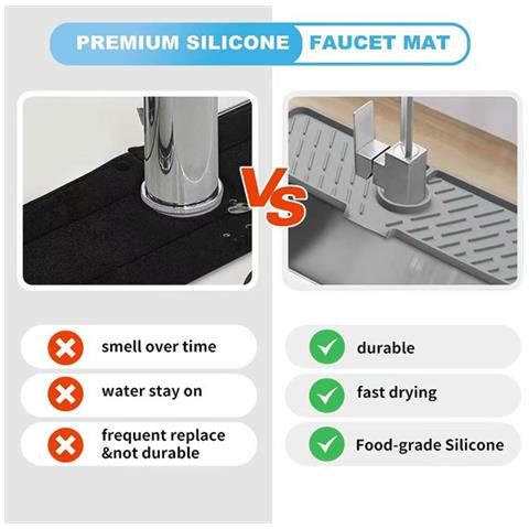 Tappetino Scolapiatti Multifunzionale Pieghevole In Silicone Per Rubinetto Grande Grey - Foto 2