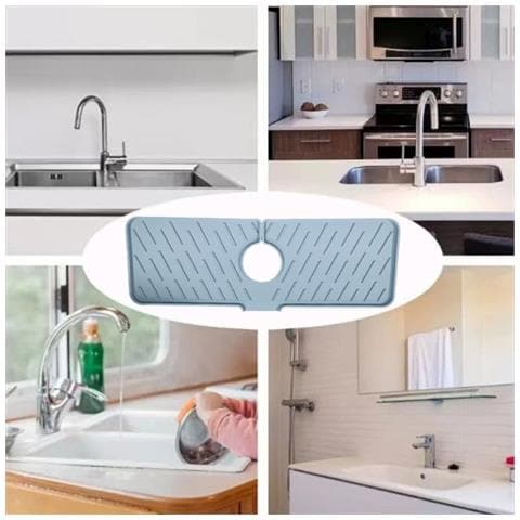 Tappetino Scolapiatti Multifunzionale Pieghevole In Silicone Per Rubinetto Grande Grey - Foto 6