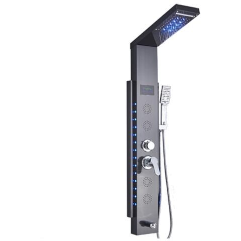 Pannello doccia, Blackswan, tipo M8003, modello nero con bocca, display digitale, LED e funzioni SPA, dimensioni 124 cm - Foto 1