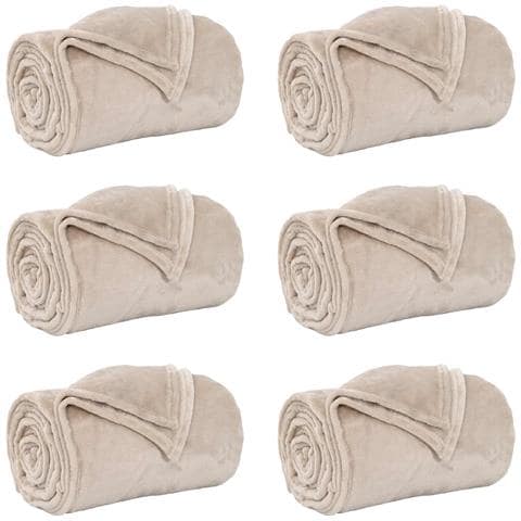 Coperte da Pile 6 pcs Beige 130 x 150 cm Panno - Foto 1