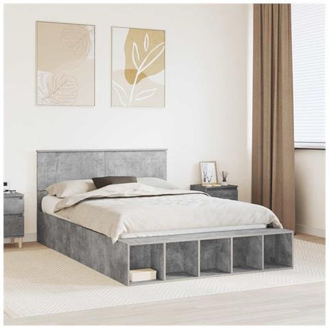 Struttura del letto con lo scaffale Grigio cemento 160 x 200 cm - Foto 2