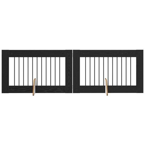 Cancello per cani con supporti 2 pcs Rovere Nero 100 x 60 cm - Foto 1