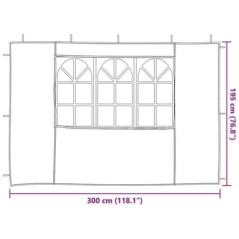 Parete per tenda da festa 2 pcs 300 x 195 cm Grigio Chiaro - Foto 6