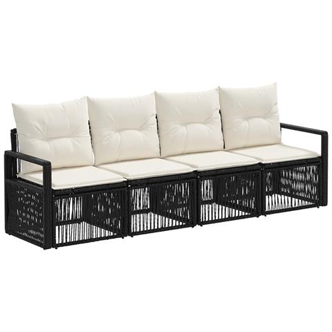 Set Divano da Giardino 4 pcs Nero polyrattan - Foto 1