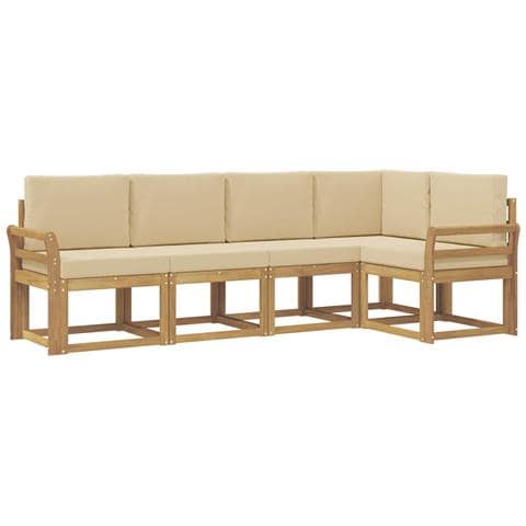 Set di divani da esterno con cuscino 5 pcs Bianco e Beige - Foto 1