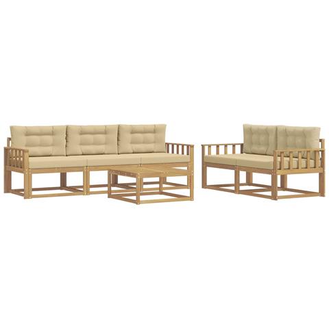 Set di divani da esterno con cuscino 6 pcs Bianco e Beige - Foto 1