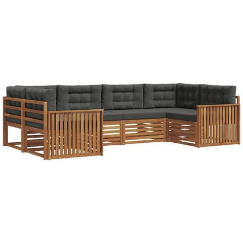 Set di divani da esterno con cuscino 6 pcs Naturale e Antracite - Foto 1