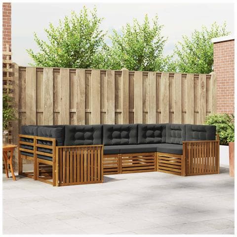 Set di divani da esterno con cuscino 6 pcs Naturale e Antracite - Foto 2