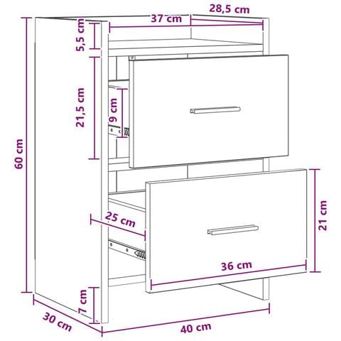 Comodini Bianco 40 x 30 x 60 cm Legno ingegnerizzato - Foto 9