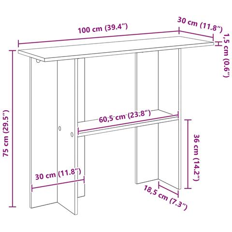 Tavolo consolle Grigio Cemento 100 x 30 x 75 cm - Foto 9