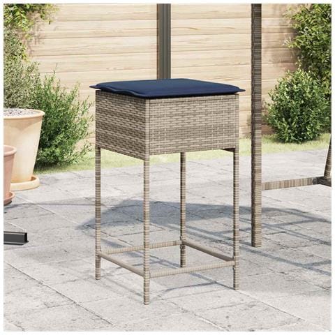 Sgabelli da giardino con Cuscini 2 pz in Polyrattan Grigio - Foto 2