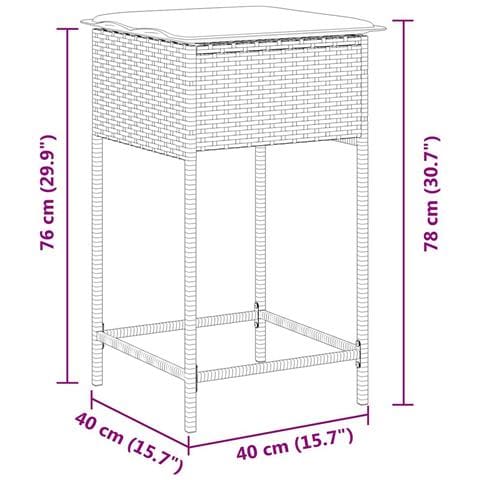 Sgabelli da giardino con Cuscini 2 pz in Polyrattan Grigio - Foto 9