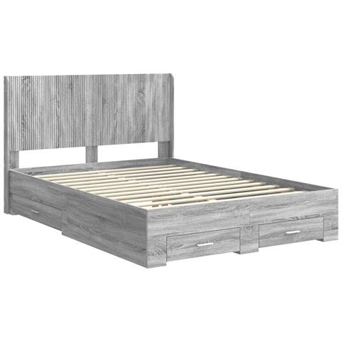 Struttura del letto con stoccaggio e testata Sonoma grigio - Foto 2