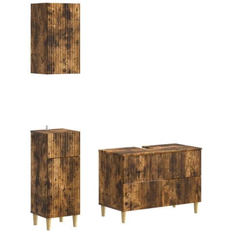 Set di armadietti da bagno in 3 pezzi ARNHEM Rovere Fumo - Foto 1