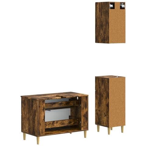 Set di armadietti da bagno in 3 pezzi ARNHEM Rovere Fumo - Foto 10