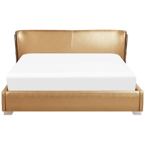 Letto Matrimoniale Imbottito In Pelle Oro 180x200cm - Paris - Foto 34