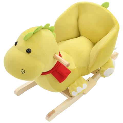 Drago a Dondolo con Schienale in Peluche 60x32x53cm Verde Lime - Foto 5